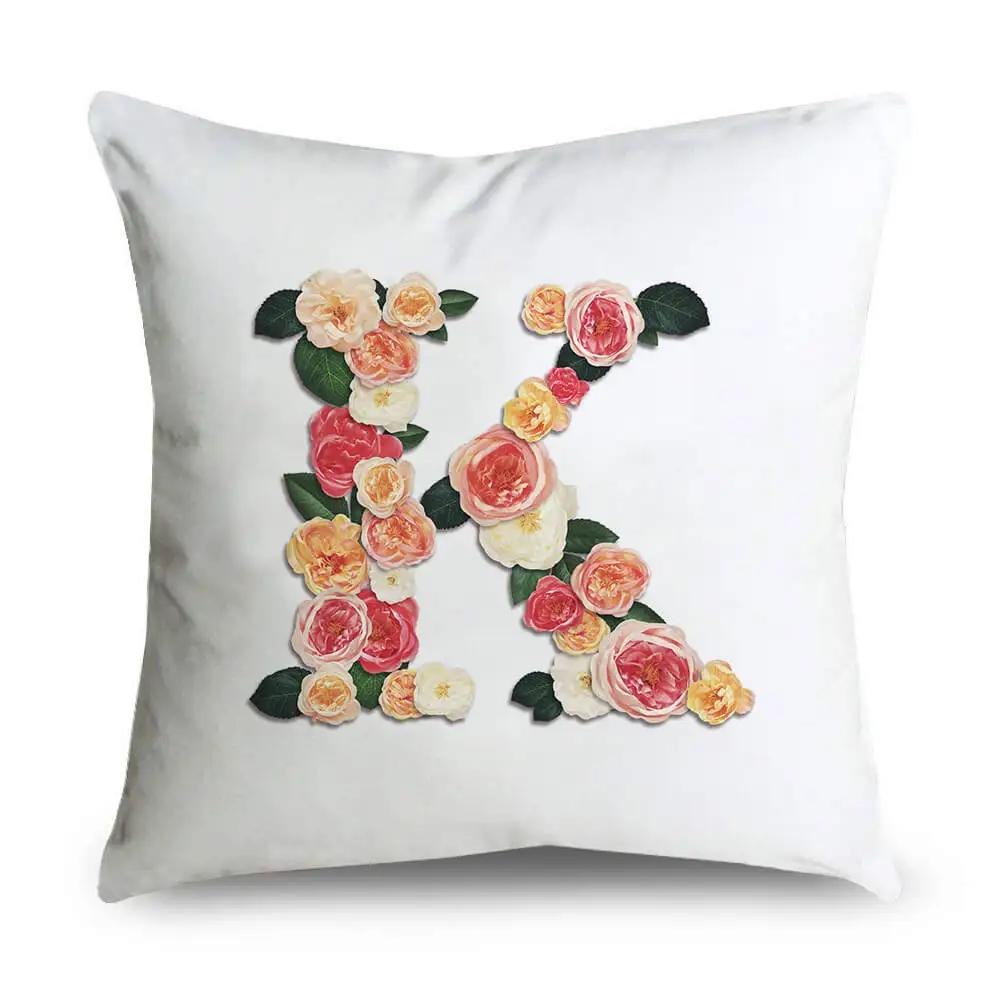 Pillow Home Decor Chair Pillowcase Wedding Decoration Cushion Cover Pink Flower Letter Sofa Car