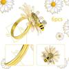2025 Trend Set Of 12 Daisy Sunflower Napkin Rings, Gold Bee Napkin Ring Holders For Formal Or Casual Dinning Table Decor