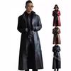 New Men's Fashion Extended PU Leather Jacket Slim Fit Solid Color Leather Jacket