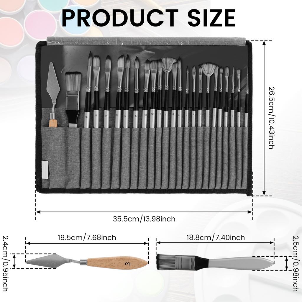 25Pcs Artist Paint Brushes Set Professional Artist Paintbrushes Acrylic Oil Watercolor Acrylic Painting for Artists Beginners