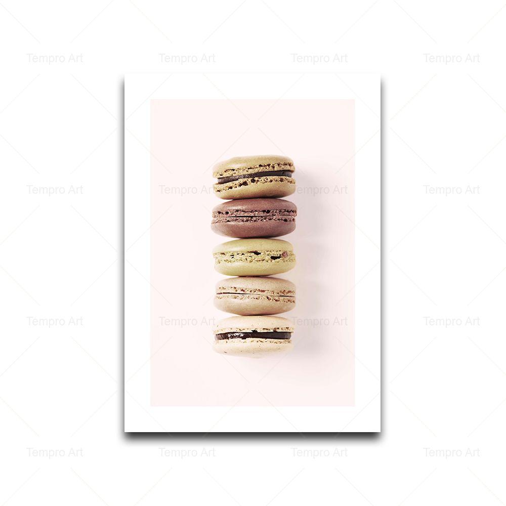 Pink Food Drink Poster Coffee Cake Cookie Macarons Croissant Canvas Painting Wall Art Pictures Kitchen Cafe Home Decor Aesthetic