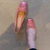 Spring and Autumn Round Head Leather Low Heel Bow Shallow Mouth Comfortable Fashion Ballet Shoes Simple Fashion Women's Shoes