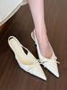 4 cm is here, so beautiful!! Nude pointed bow light mouth high heels women's spring empty sandals
