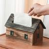 Creativiteit Houten Huis Tissuebox B&B Restaurant Massief Hout Retro Papieren Doos Huishoudelijke Woonkamer Rolpapierdozen