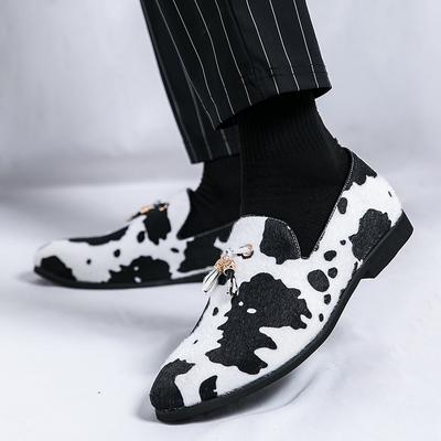 Fashion Luxury New Designer Black White Mixed Tassels Loafter Leather Shoes For Men Casual Wedding Formal Dress Footwear Zapatos Hombre