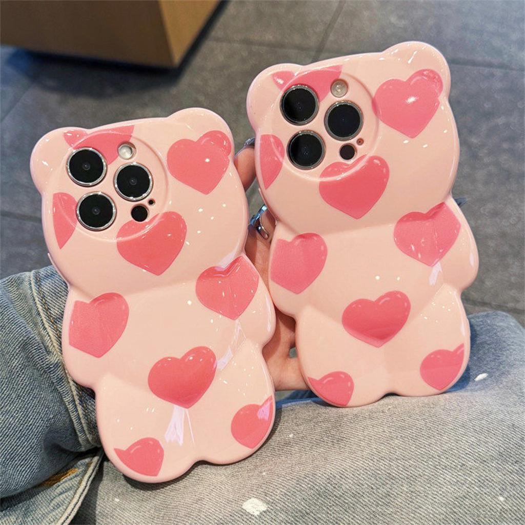 Cartoon Bear Shell Mobile Phone Case Japanese and Korean Minimalist Style Simple Anti-fall Cute Female Small Fresh Soft Set Creative Mobile Phone Case