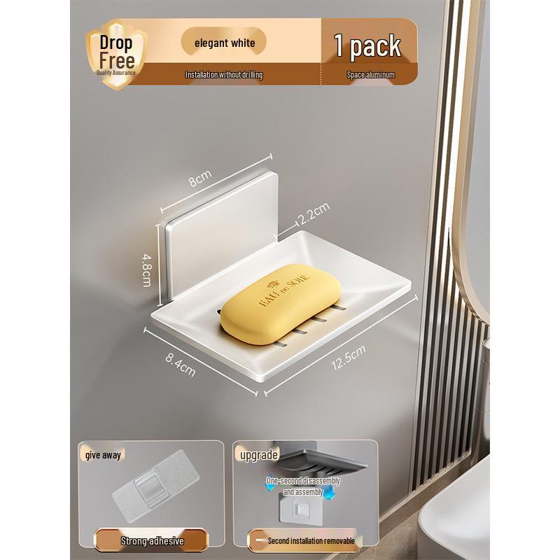 Gun Gray Aluminum Wall-Mounted Soap Dish - Creative, Punch-Free Draining Holder for Bathroom Storage