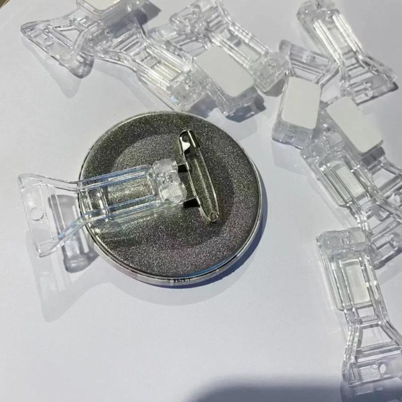50Pcs Clear Badges Display Stand Holder Acrylic Badges Button Base Stand Selfs Adhesive Button Pins Display Stand Gift