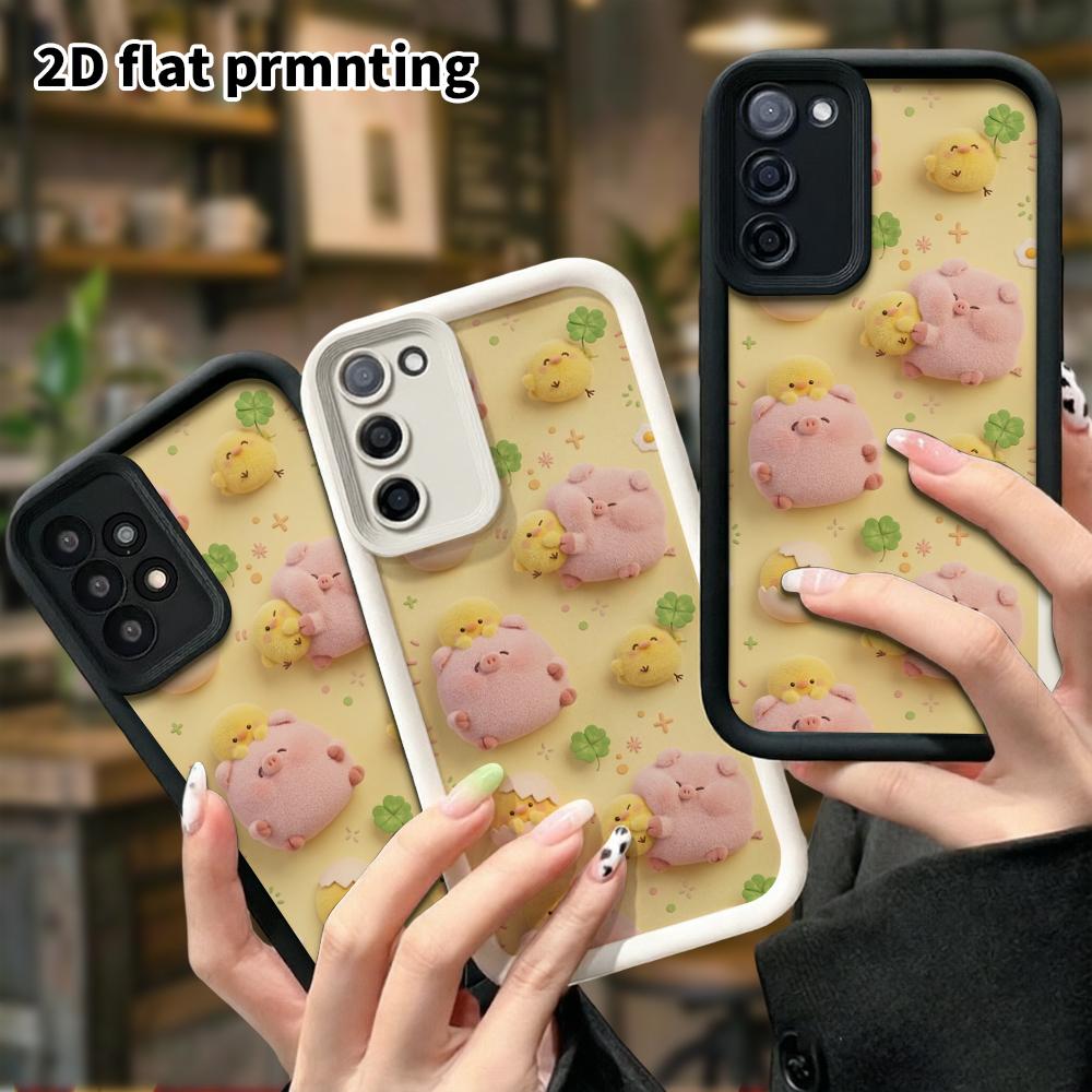 Phone Case: 2D Flat Samsung Galaxy A34 A35 M05 M06 S20 S22 S21 FE Plus 5G Protective Case, Featuring Little Pigs and Chicks, Perfect Christmas and Hal