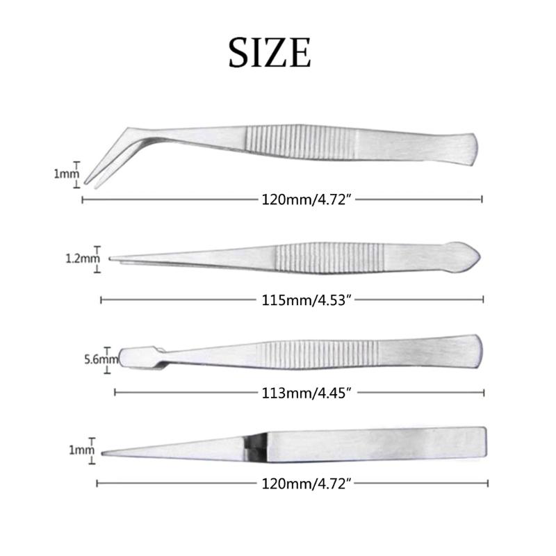 4-Piece Tweezers Set Stainless Steel Self Locking Hobby Tweezers for Craft/Jewellery/STAMPS/Model Making Professional