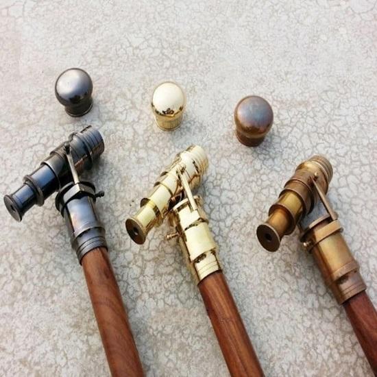 Antique Telescope Cane, Vintage Style 3 Piece Telescope Handle Combination, Wooden ,Cane