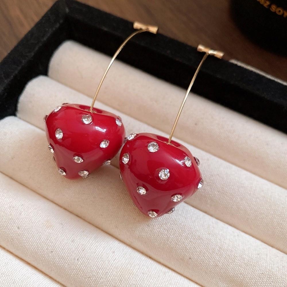 Rhinestone Chinese New Year Earrings Fashion Jewelry Red Drop Earrings  Wedding