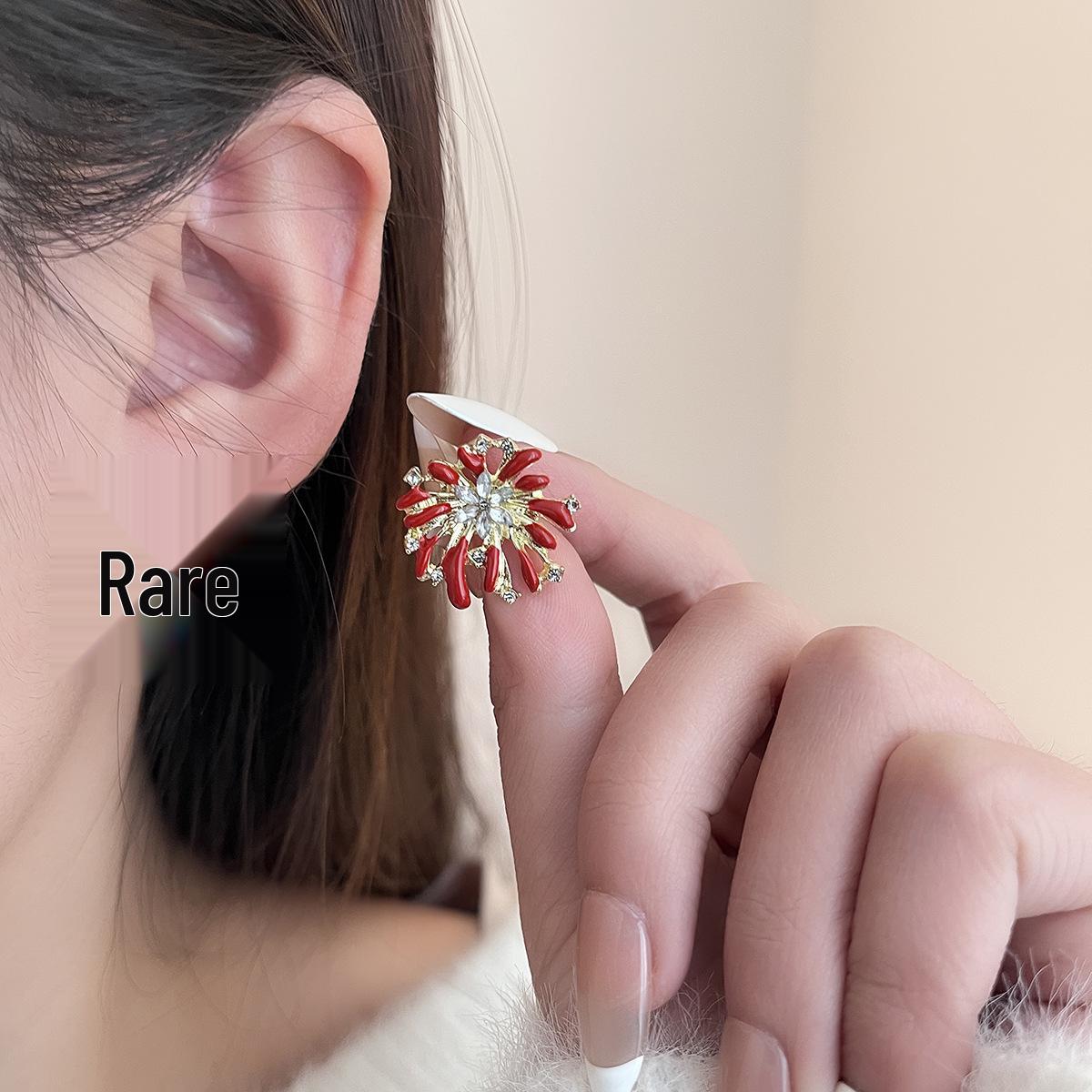 

Ankara Red Festive Rhinestone Fireworks Stud Earrings in 925 Sterling Silver