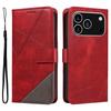 For iPhone 17 Pro Leather Case Geometric Line Design Wallet Phone Cover with Wrist Strap