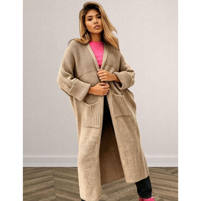 Womens Oversized Knit Cardigan Sweater Long Loose Casual V-Neck Winter Plus Size