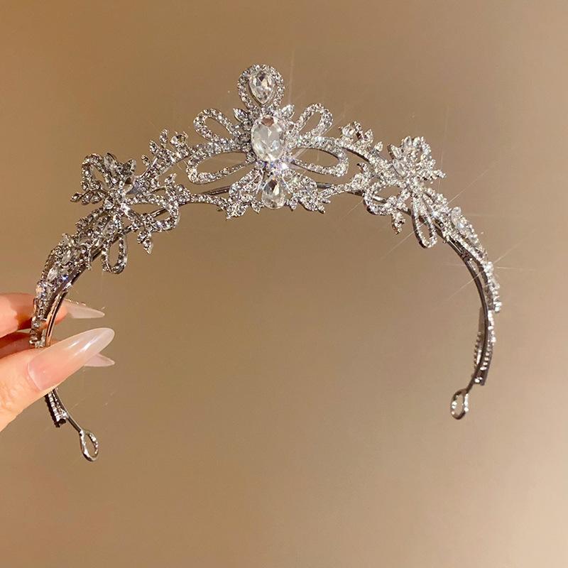 Super flash full diamond princess queen crown headband bride wedding banquet crown light luxury high-end temperament hair accessories woman