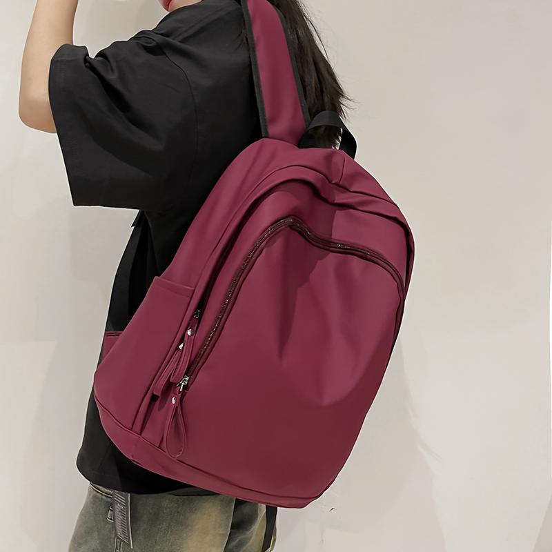 Soft Leather Schoolbag Solid Color Student Backpack Women's Large Capacity Backpack Men Computer Travel Backpack