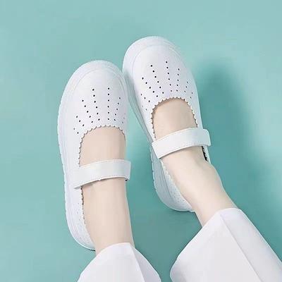 Buty pielęgniarskie damskie letnie ażurowe oddychające dezodorujące miękka podeszwa nie męczące stóp pedał pojedyncze buty praca medyczna białe buty