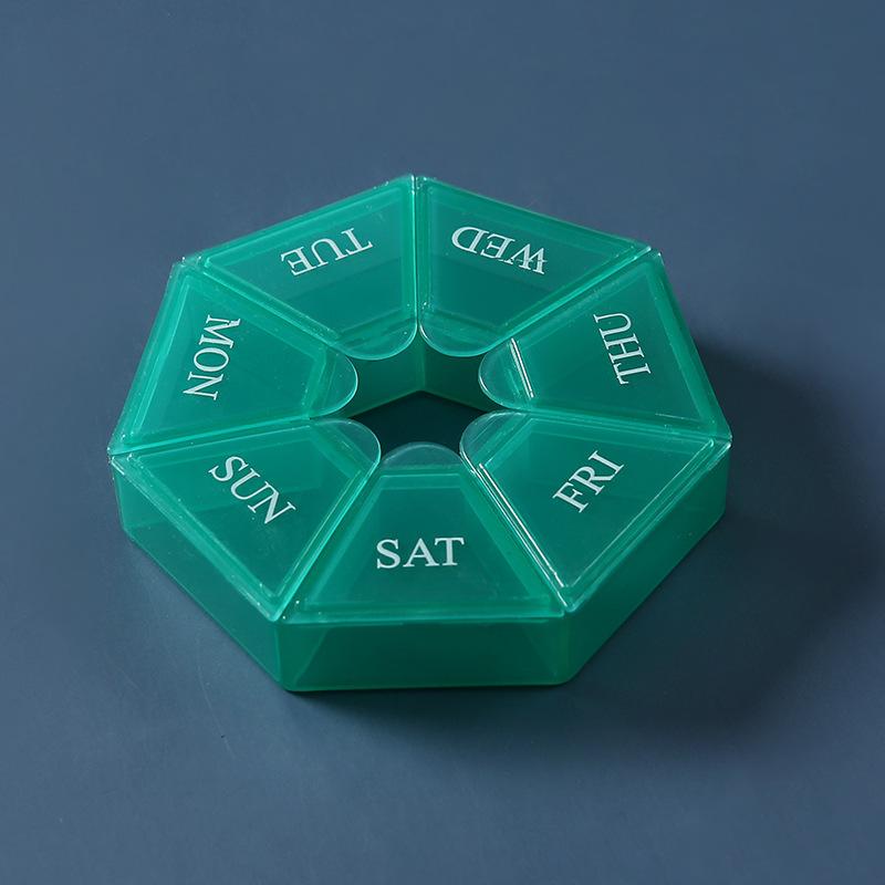 Portable Pill Case Plastic 7Days Tablet Vitamin Small Pill Box 1Week Grid Plastic Box Color Transparent Pill Box Storage Tablet