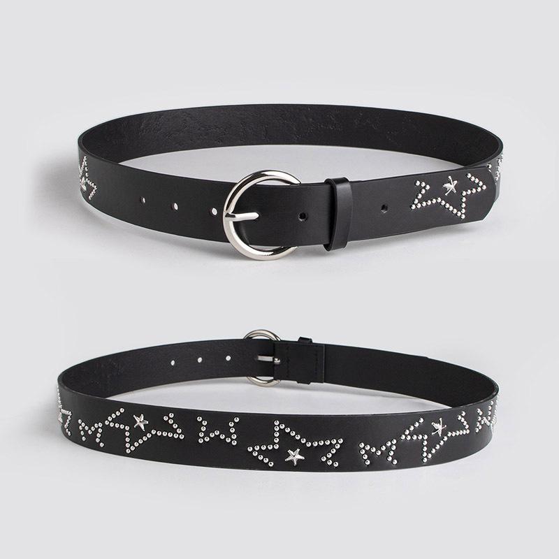 Versatile Women's Five-pointed Star Rivet Belt Fashion Basic Belt Women's Belt