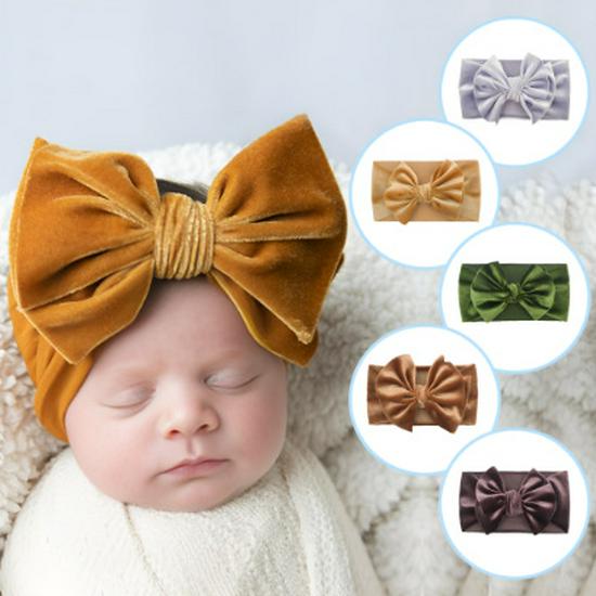 

Gold Velvet Double-Layer Bow Headband for Children