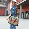 Women Canvas Bag Striped Handbags Patchwork Shoulder Casual Tote