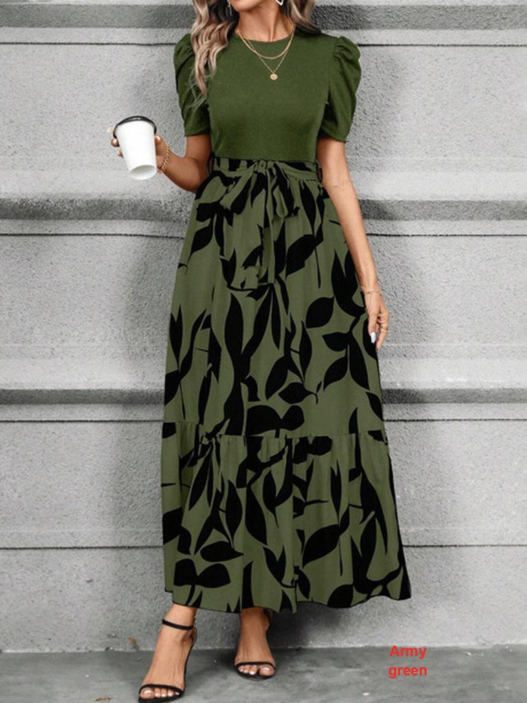 Floral Print High Waist Elegant Dress for Women,elegant Dress,party Dress,summer Dress,flower Print,high Waist Dress