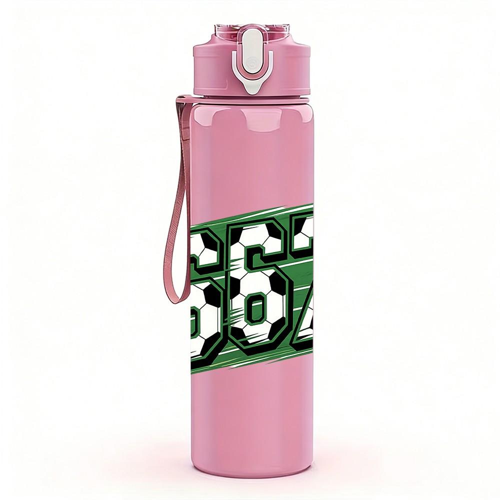 1PC 67 Retro Graffiti Number Print 750ml Color Plastic Sports Water Bottle Leakproof Flip Straw Lid Suitable for Sports Office Home Use