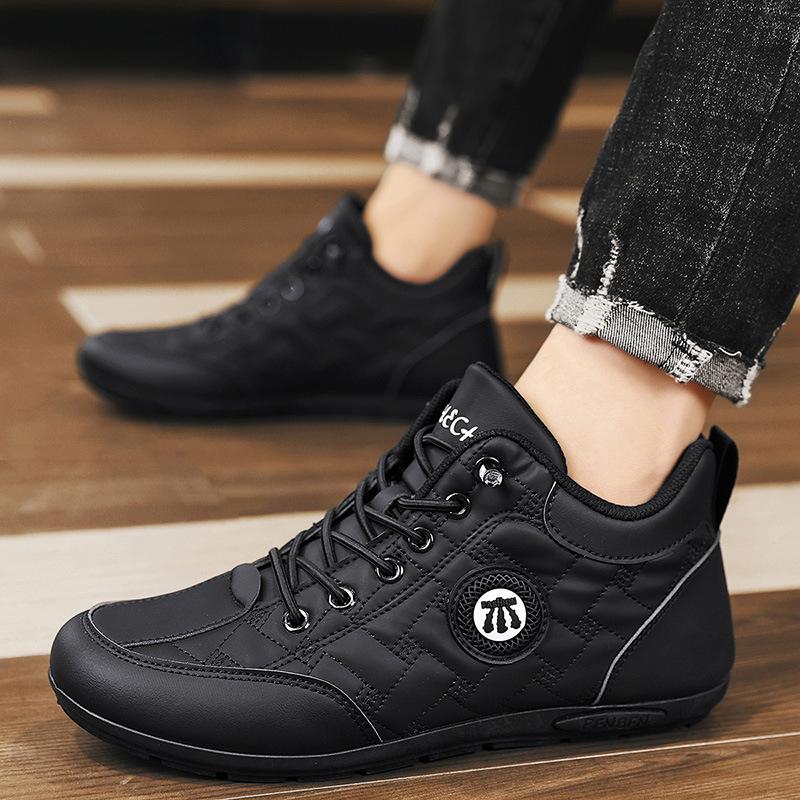 Spring and Autumn High Top Board Shoes 22 New Youth Casual Leather Shoes Lazy Doudou Shoes 39