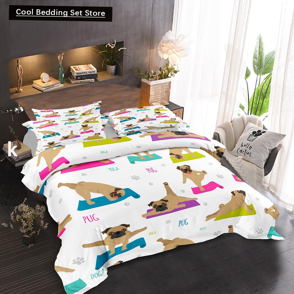 Pug Dog Duvet Cover King Queen Size Funny Pet Puppy Bedding Set For Kids Teens Adults Animal Cute Expression 2/3Pcs Quilt Cover