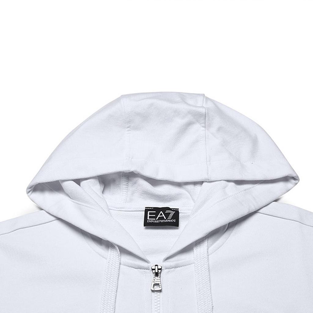 Emporio Armani EA7 Kapuzen-Reißverschluss-Langarm-Sweatshirt mit Letter-Logo-Print Herren Sweatshirt Weiß 8NPM03-PJ05Z-0100