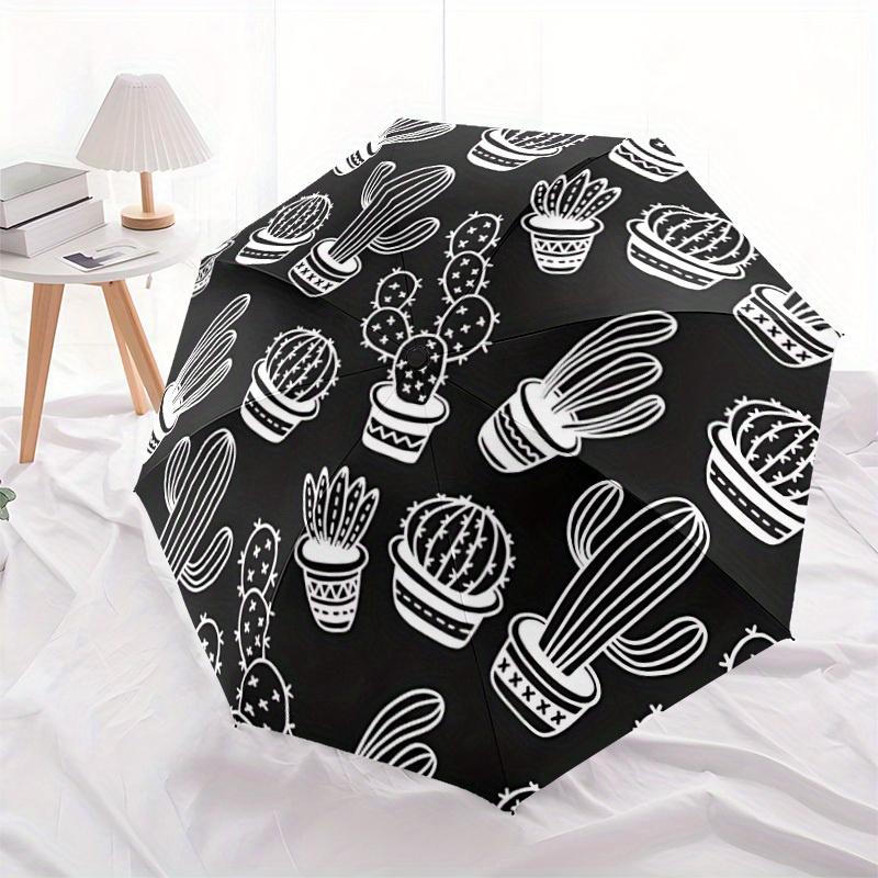 1pc Cactus Pattern Automatic Umbrella - 8-Rib Foldable Design, Outdoor Adventures, and Family Celebrations yy250829048