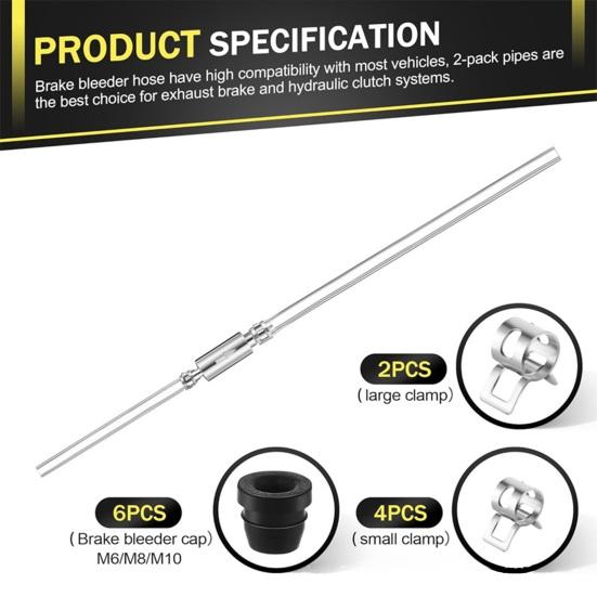 Brake Bleeder Hose Easy To Use Universal Brake Fluid Bleeder One-Way Check Valve Tube Bleeding Tool Kit with Hose Clamps