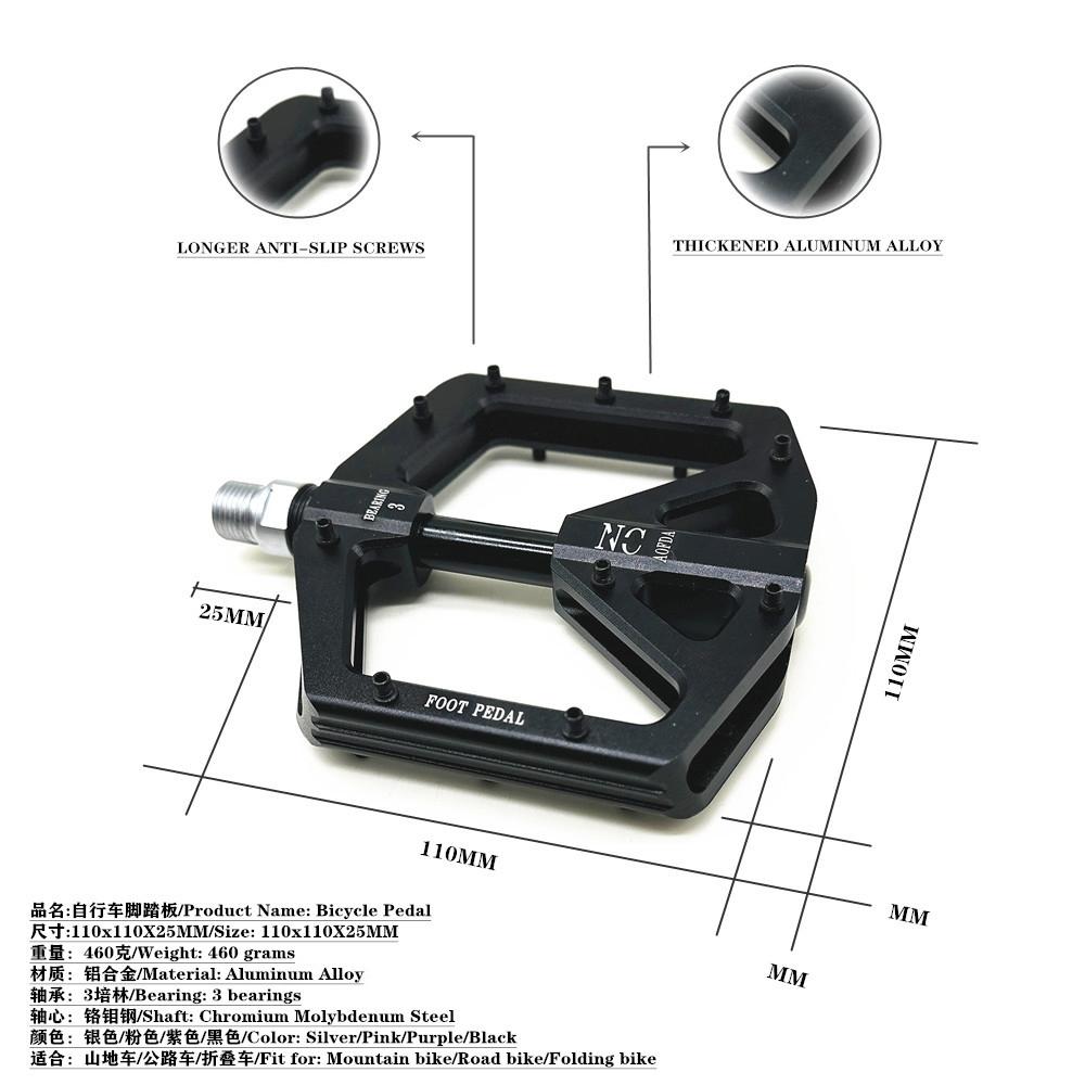 Aluminum Alloy Wide Anti-slip 3 Bearings Mountain Bike Pedal for General Use, Suitable for Steep Slopes, Bicycle Pedal Accessory