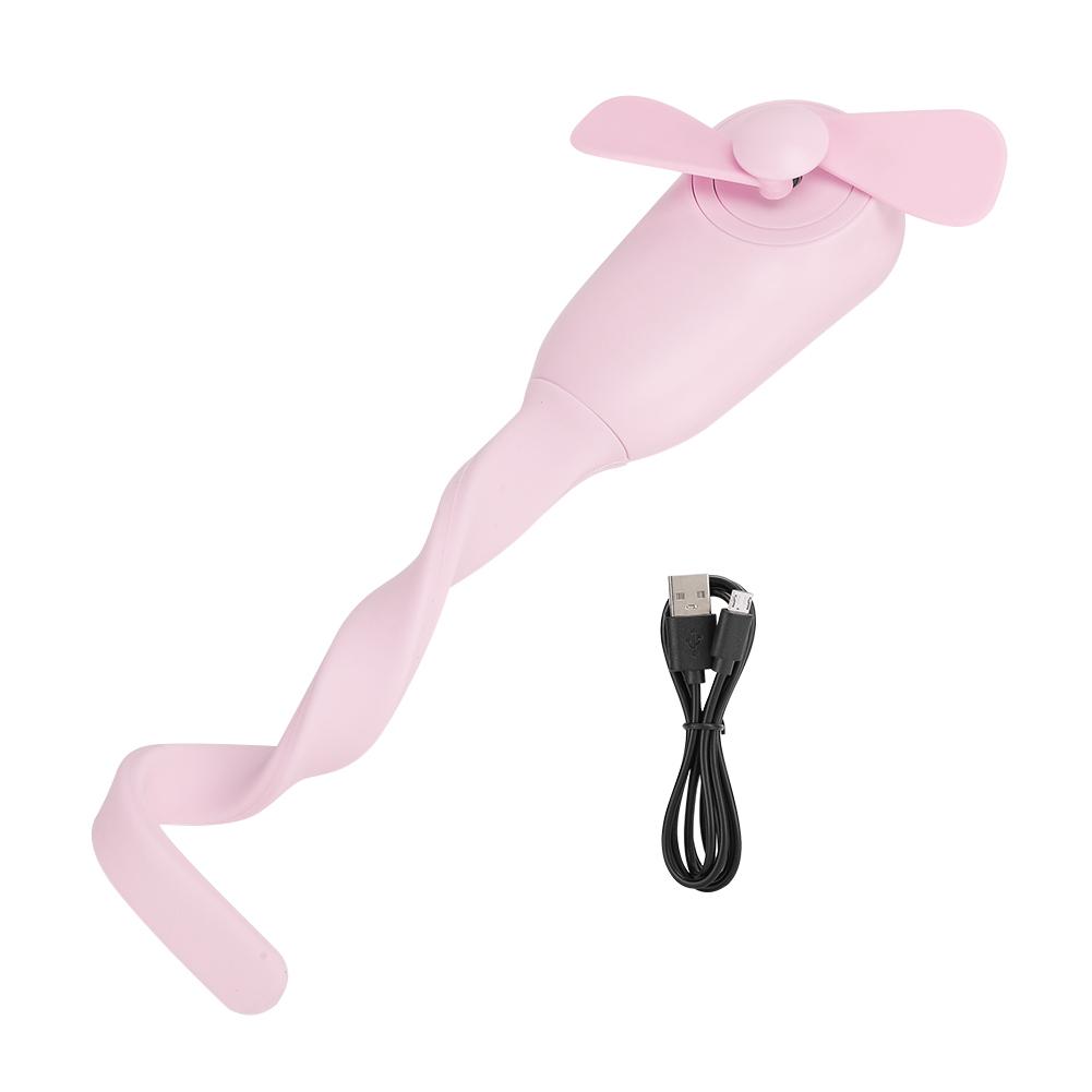 Mini Flexible Fan USB Charging Portable Desktop Bedside Universal Fan Blade Auto Stop(Pink )