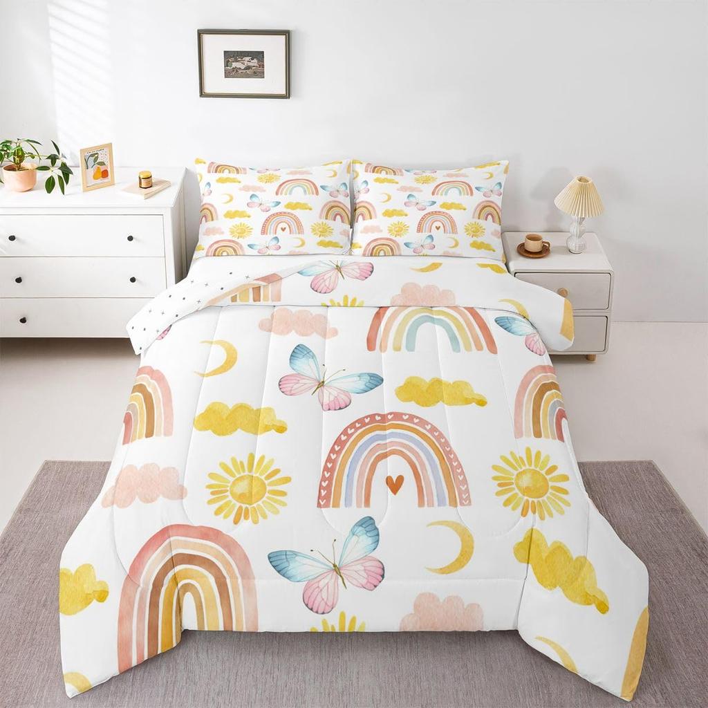 Erosebridal Horse Quilt Twin Size, Farmhouse Western Cowboy Cowgirls Duvet Insert for Kids Boys Girls Teens, Cartoon Kawaii Horse Bedding Se