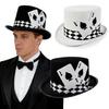 Elegante Cartola para Mulheres Homens Roupa de Festa Padrão de Cartas de Poker Chapéu Alto para Apresentações de Palco e Ocasiões Formais