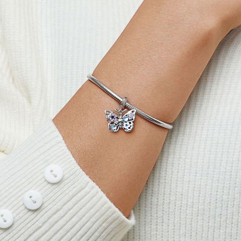 Original Early Spring Butterfly Charms Pendant Copper Fit Bracelet Trinket Necklace For Women Jewelry Making Party Gift