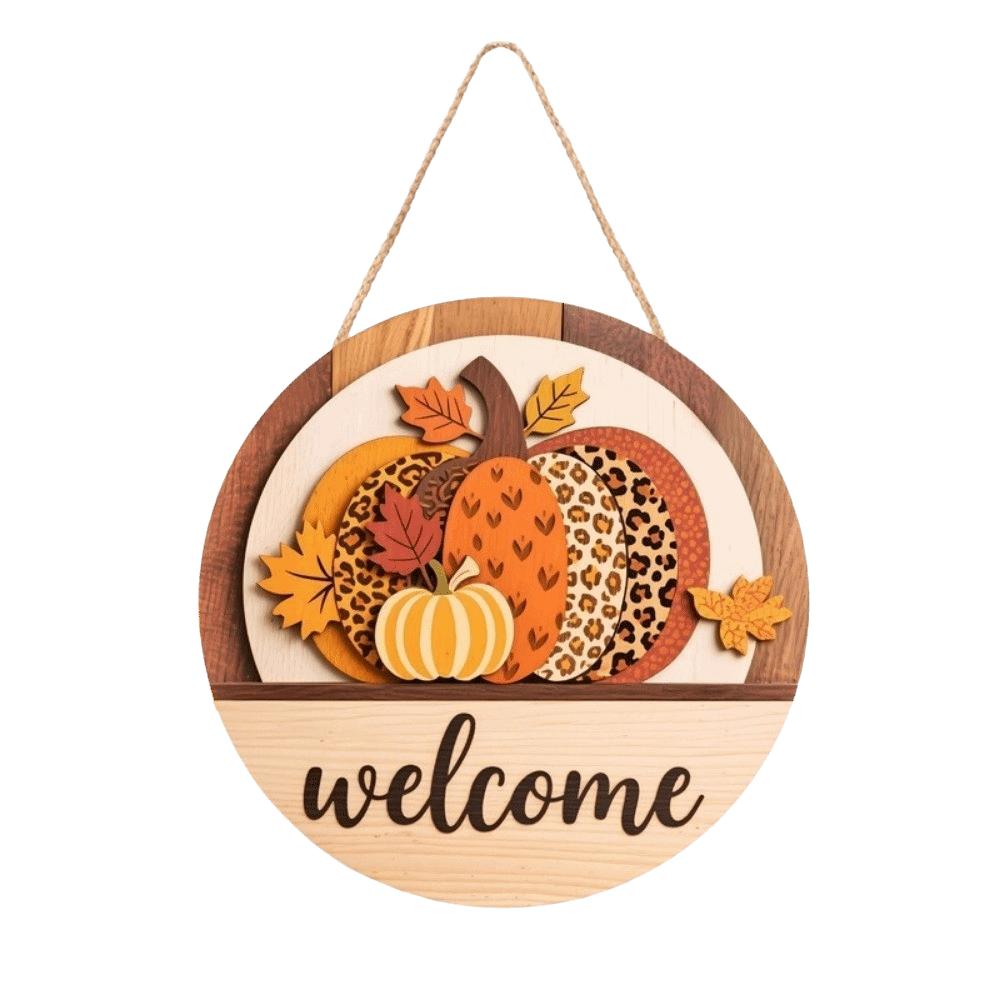 2D Flat Print Fall Halloween Decorative Sign Rustic Harvest Hanging Sign  Indoor Wall