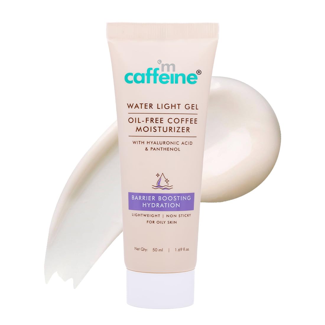 

mCaffeine Water Light Gel Oil Free Coffee Moisturizer 50 ml Lightweight Face Cream For Oily Skin With Ceramide Hydration Barrier Care