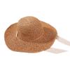 Foldable tether handmade crochet straw hat children summer sun protection bucket hat beach vacation shade basin hat