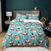 Christmas Duvet Cover Cartoon Merry Chirstmas Santa Claus Elk Quilt Cover Green for Children Adults Holiday Gifts Bedroom Decor