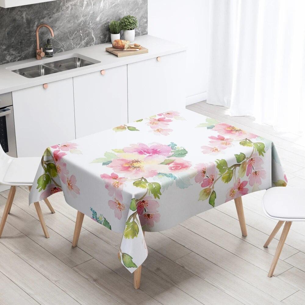 Cartoon Tablecloth Home Decor Stain Resistant Waterproof Table Decoration Rectangular Kitchen Fireplace Countertop