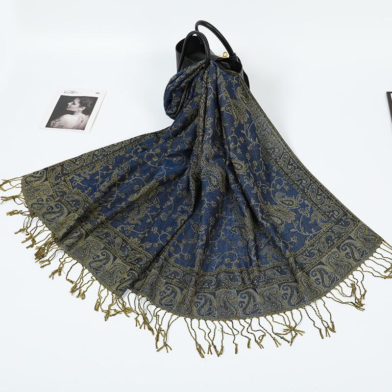 New women's jacquard long towel with shawl cashew nut summer sunscreen shawl scarf autumn and winter long towel