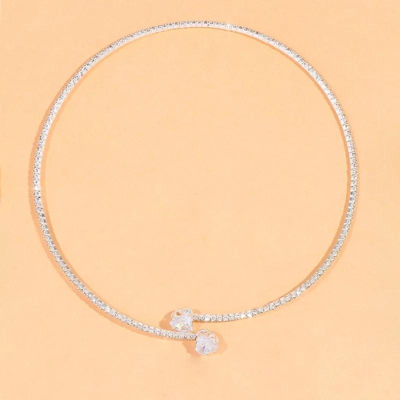

Модное колье-колье со стразами и сердечком для женщин, простое ожерелье с открытым воротником, ювелирные аксессуары