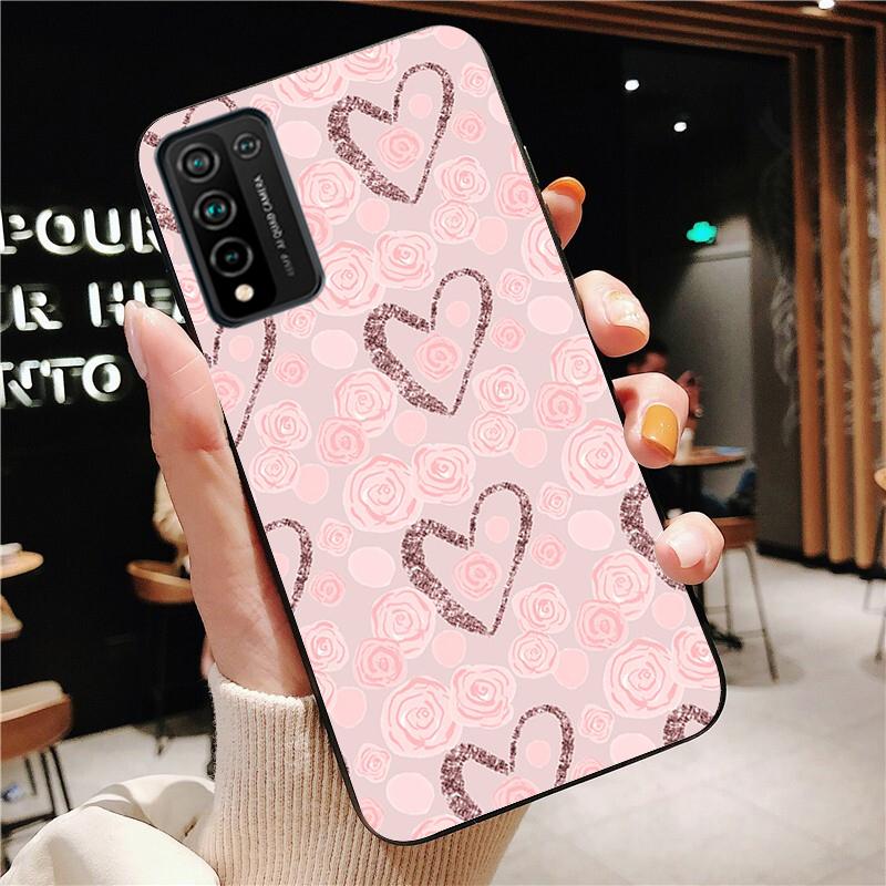 Rose Gold Diamond Love Heart Phone Case for Huawei Honor 50 10X Lite 20 7A 7C 8X 9X Pro 9A 8A 8S 9S 10i 20S 20lite 7X 10 Lite
