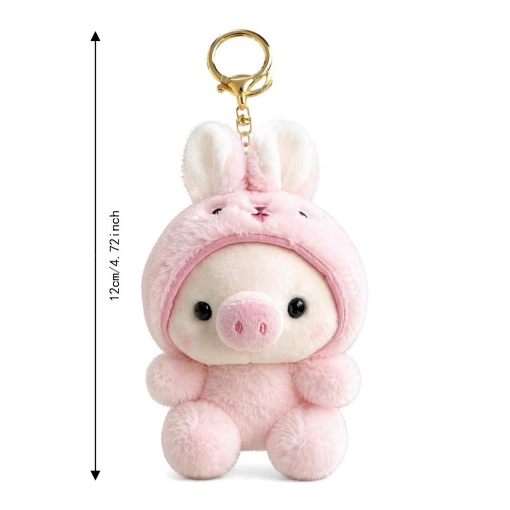 Hooded Cosplay Pig Plush Keychain Dress Up Doll Stuffed Animal Key Ring Bag Charm