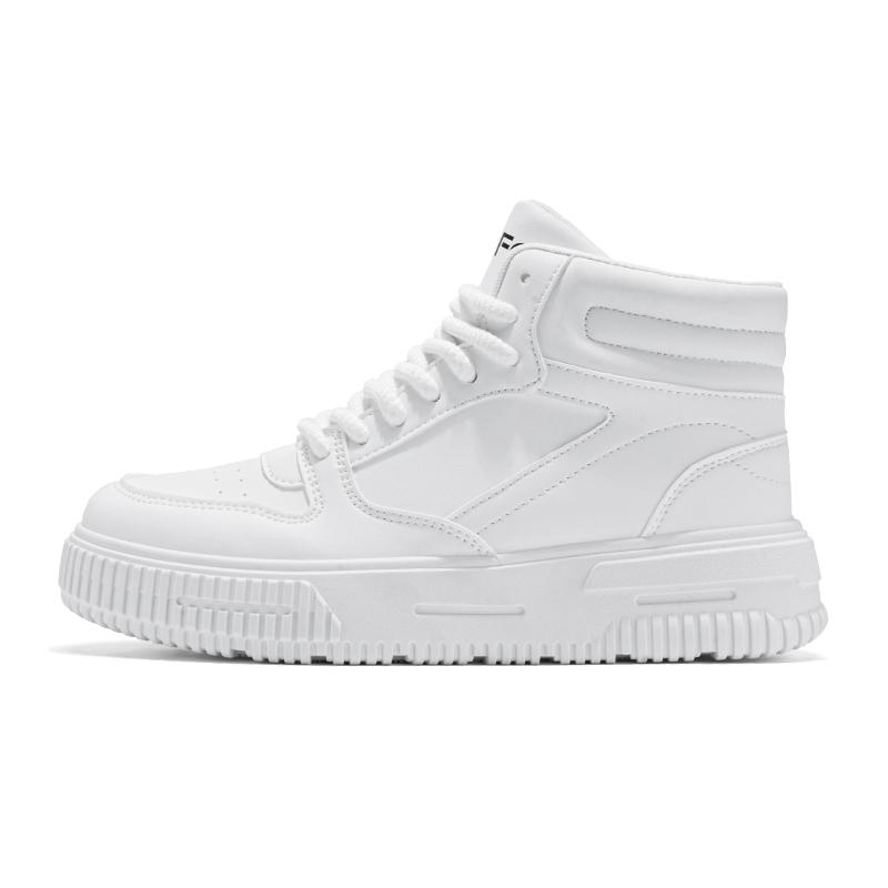 PU Leather Footwear Men Casual Shoes High Top White Breathable Footwear Shock-absorber Platform Hidden Increasing Sneakers