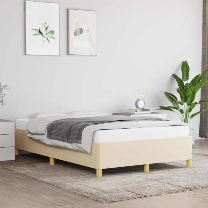 347154 vidaXL Cadre de lit Crème 120 x 200 cm Tissu