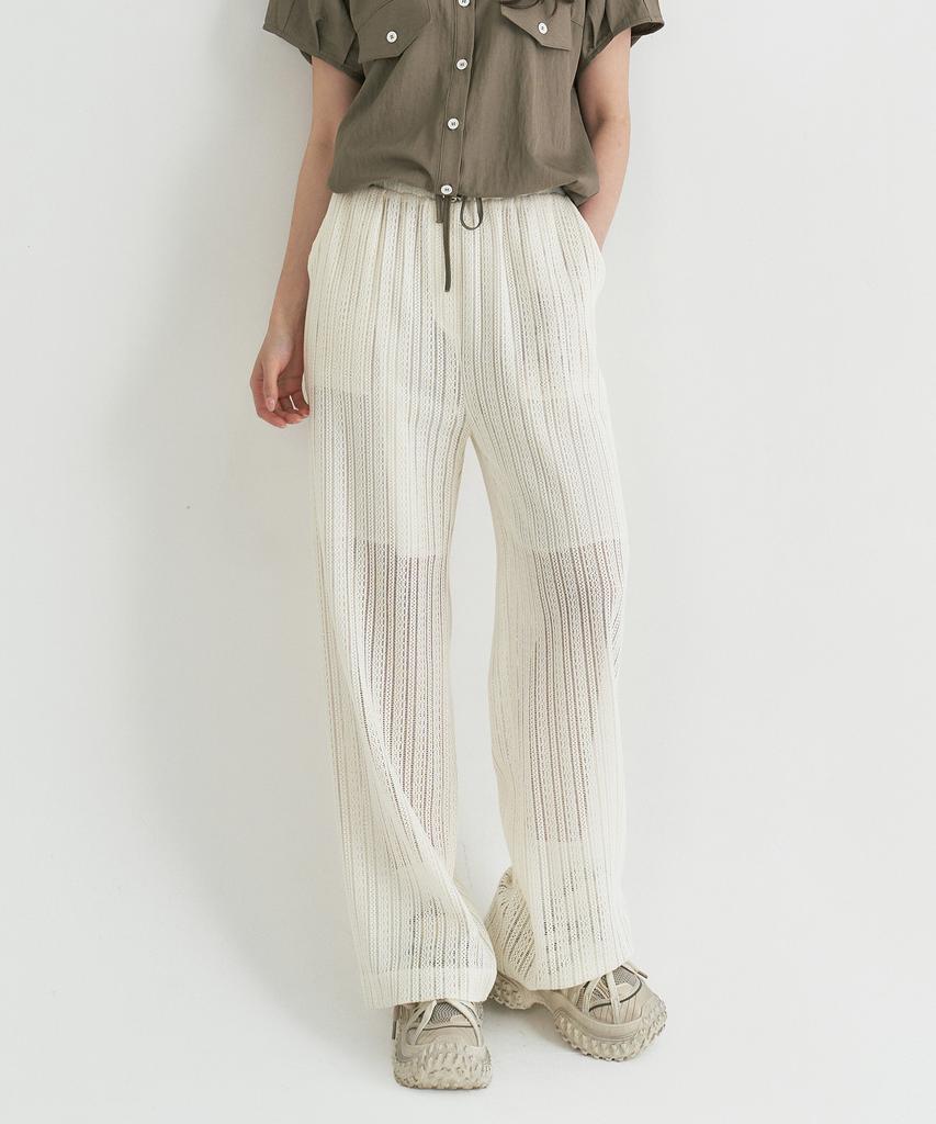 Peulleio Wide Fit Lace Pants _ Ivory